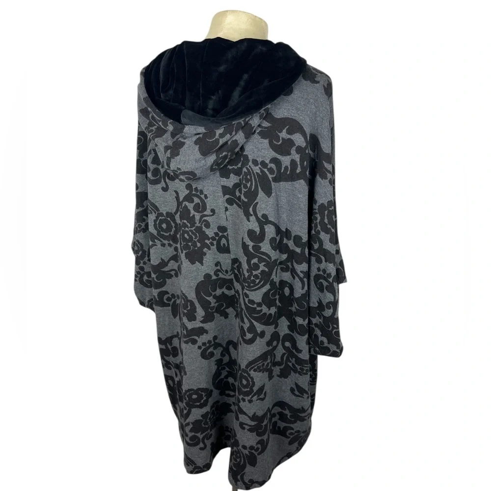 Soma Live Lounge Wear Soft Velour Lined Hooded Poncho cover up‎ size XL black